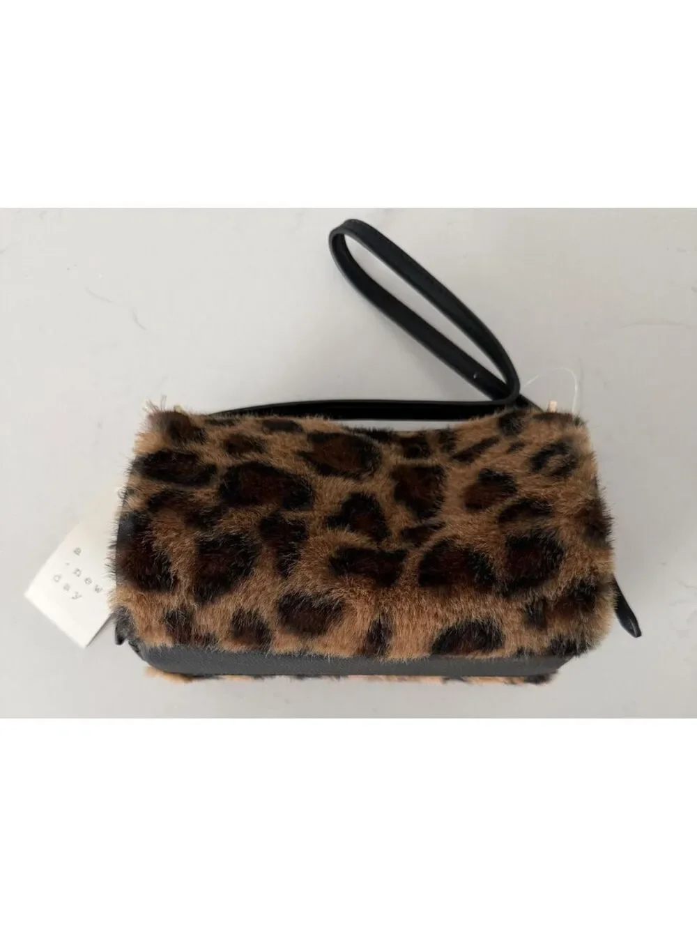 A New Day Faux Fur Leopard Print Shoulder Handbag